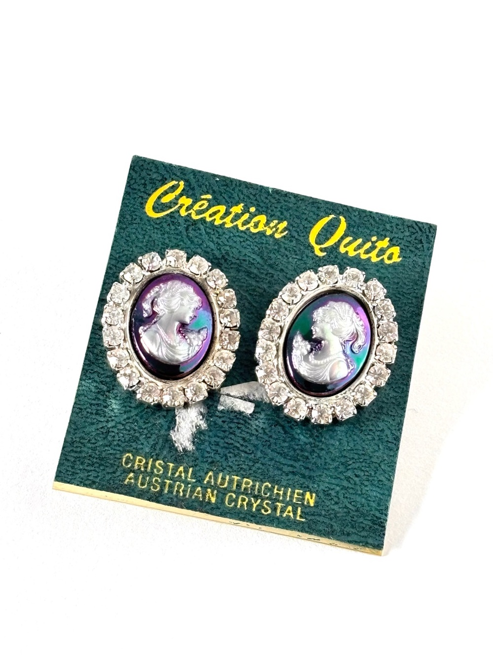 Vintage cameo earrings from the costume jewelry brand Création Quito
